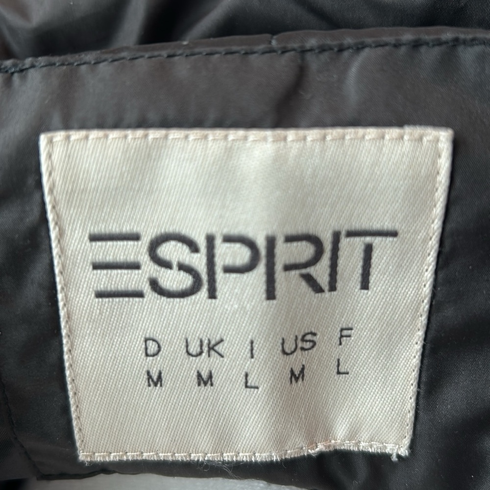 ESPRIT Black Down Alternative Quilted Puffer Ski Jacket Winter Coat Parka Medium - Picture 9 of 10